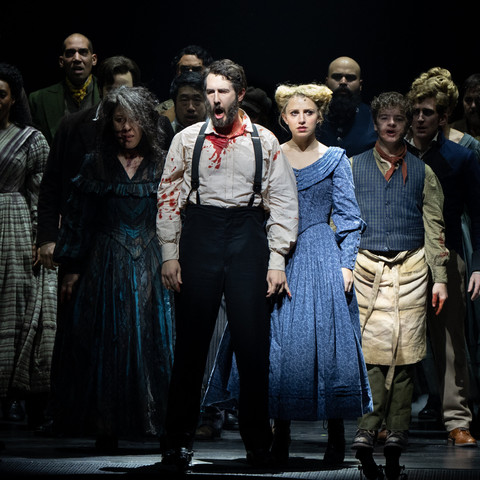 Josh Groban and Annaleigh Ashford in Broadway's "Sweeney Todd" revivial